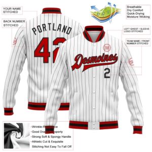 Custom White Black Pinstripe Red Black Bomber Full Snap Baseball Jacket Custom Team Jacket 2 neksox.jpg