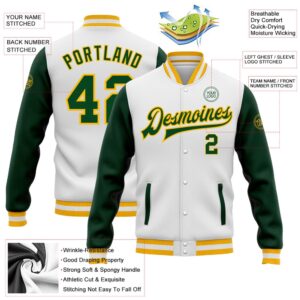 Custom White Green Gold Bomber Full Snap Varsity Baseball Jacket Custom Team Jacket 2 vb9fd4.jpg