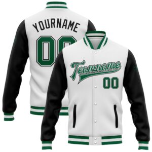 Custom White Kelly Green Black Bomber Full…