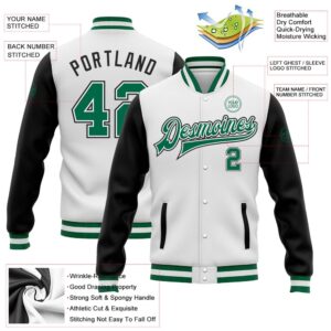 Custom White Kelly Green Black Bomber Full Snap Varsity Baseball Jacket Custom Team Jacket 2 ujntkj.jpg