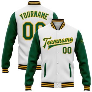 Custom White Kelly Green Gold Black Bomber…