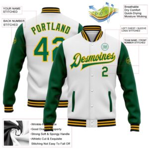 Custom White Kelly Green Gold Black Bomber Full Snap Varsity Baseball Jacket Custom Team Jacket 2 vd0fyj.jpg