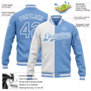 Custom White Light Blue Bomber Full Snap Varsity Letterman Split Fashion Jacket Custom Team Jacket 2 hzbec2.jpg