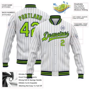 Custom White Navy Pinstripe Neon Green Bomber Full Snap Baseball Jacket Custom Team Jacket 2 og1eyh.jpg