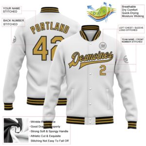 Custom White Old Gold Black Bomber Full Snap Baseball Jacket Custom Team Jacket 2 ypjch0.jpg