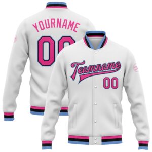 Custom White Pink Black Light Blue Bomber…