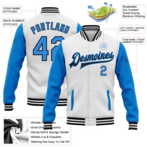 Custom White Powder Blue Black Bomber Full Snap Varsity Baseball Jacket Custom Team Jacket 2 jjjrwm.jpg