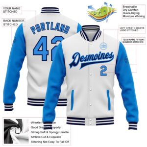 Custom White Powder Blue Navy Bomber Full Snap Varsity Baseball Jacket Custom Team Jacket 2 tr7e3d.jpg