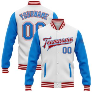 Custom White Powder Blue Red Bomber Full…