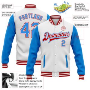 Custom White Powder Blue Red Bomber Full Snap Varsity Baseball Jacket Custom Team Jacket 2 izfeka.jpg