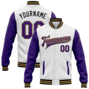 Custom White Purple Old Gold Black Bomber…