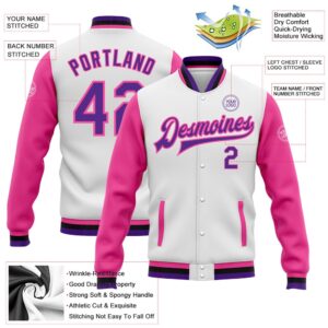 Custom White Purple Pink Black Bomber Full Snap Varsity Baseball Jacket Custom Team Jacket 2 vmkpjv.jpg