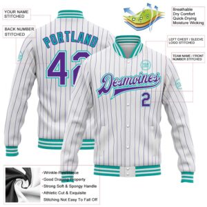 Custom White Purple Pinstripe Aqua Bomber Full Snap Baseball Jacket Custom Team Jacket 2 shs2nl.jpg