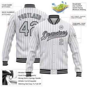 Custom White Purple Pinstripe Gray Black Bomber Full Snap Baseball Jacket Custom Team Jacket 2 xrwtxr.jpg