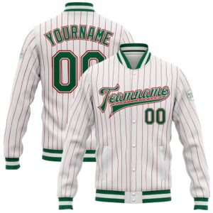 Custom White Red Pinstripe Kelly Green Red…