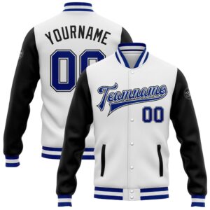 Custom White Royal Black Bomber Full Snap…