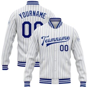 Custom White Royal Pinstripe Royal Bomber Full…