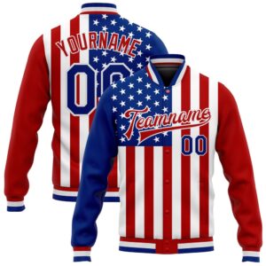 Custom White Royal Red American Flag Fashion…