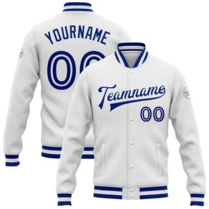 Custom White White Royal Bomber Full Snap…
