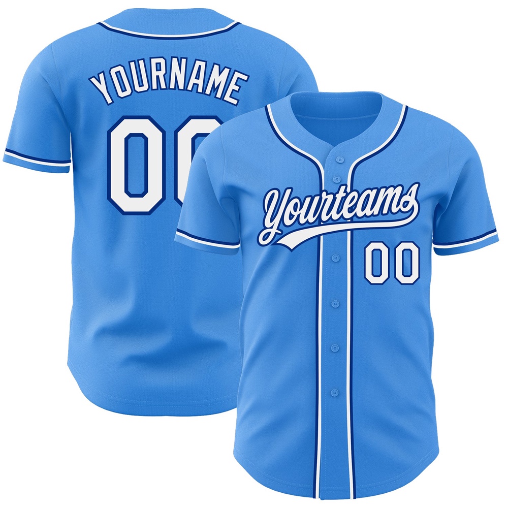 Electric Blue White-Royal Authentic Baseball Jersey, Custom Baseball Jersey, Personalized Sport Jersey