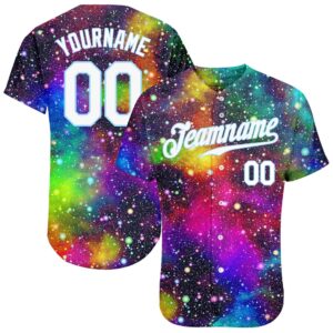 Galactic White-Light Blue 3D Authentic Baseball Jersey,&hellip;