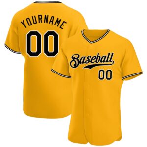 Gold Black-White Authentic Baseball Jersey, Custom Baseball&hellip;