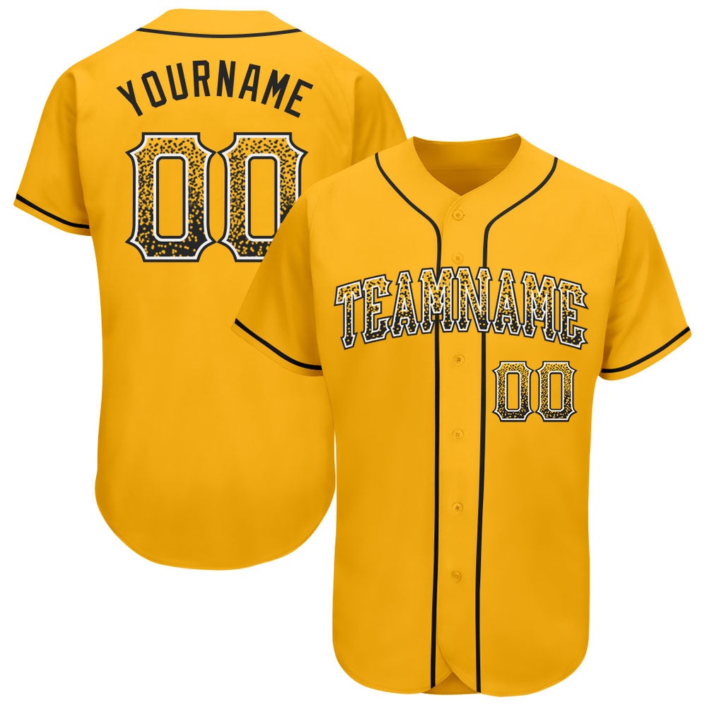 Gold Black-White Authentic Drift Fashion Baseball Jersey, Custom Baseball Jersey, Personalized Sport Jersey