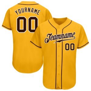 Gold Brown-White Authentic Baseball Jersey, Custom Baseball&hellip;