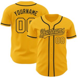 Gold Gold-Black Authentic Baseball Jersey, Custom Baseball&hellip;