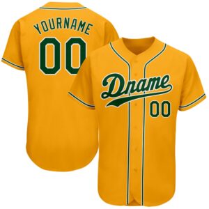 Gold Green-White Authentic Baseball Jersey, Custom Baseball&hellip;