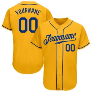 Gold Royal Authentic Baseball Jersey, Custom Baseball&hellip;