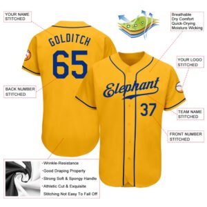 Gold Royal Authentic Baseball Jersey Custom Baseball Jersey Personalized Sport Jersey 2 xywlpx.jpg