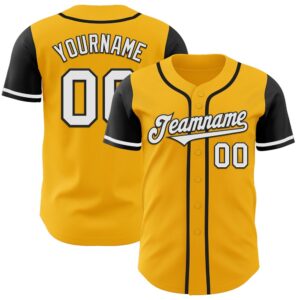 Gold White-Black Authentic Two Tone Baseball Jersey,&hellip;