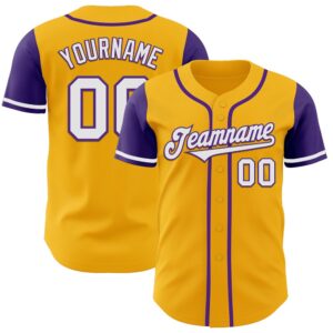 Gold White-Purple Authentic Two Tone Baseball Jersey,&hellip;