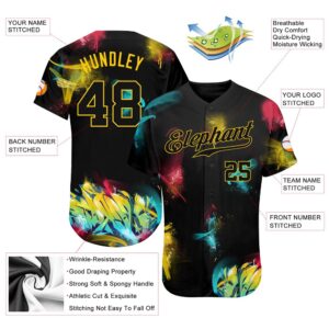 Graffiti Pattern Black Gold 3D Authentic Baseball Jersey Custom Baseball Jersey Personalized Sport Jersey 2 oxgpih.jpg