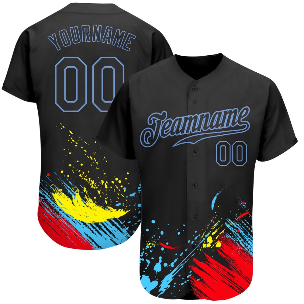 Graffiti Pattern Black-Light Blue 3D Authentic Baseball Jersey, Custom Baseball Jersey, Personalized Sport Jersey Graffiti Pattern Black-Light Blue 3D Authentic Baseball Jersey, Custom Baseball Jersey, Personalized Sport Jersey