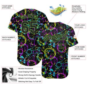 Graffiti Pattern Black Neon Green 3D Neon Splatter Authentic Baseball Jersey Custom Baseball Jersey Personalized Sport Jersey 2 jvmo9r.jpg