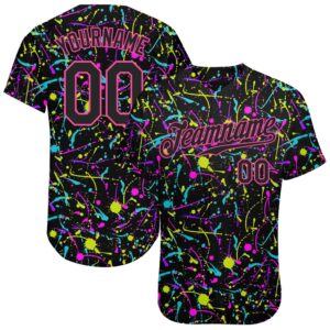 Graffiti Pattern Black-Pink 3D Neon Splatter Authentic…