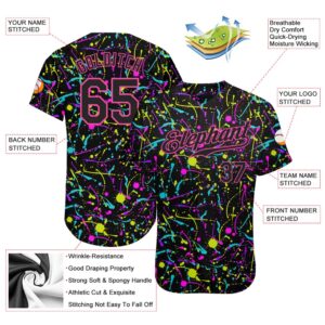Graffiti Pattern Black Pink 3D Neon Splatter Authentic Baseball Jersey Custom Baseball Jersey Personalized Sport Jersey 2 dtzkzf.jpg