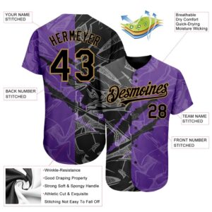 Graffiti Pattern Black Purple Old Gold 3D Scratch Authentic Baseball Jersey Custom Baseball Jersey Personalized Sport Jersey 2 xvm4uj.jpg