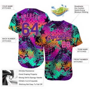 Graffiti Pattern Purple Pink 3D Authentic Baseball Jersey Custom Baseball Jersey Personalized Sport Jersey 2 pz69yx.jpg
