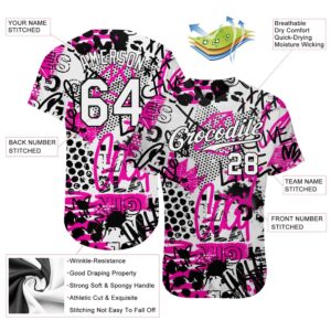 Graffiti Pattern White Black 3D Authentic Baseball Jersey Custom Baseball Jersey Personalized Sport Jersey 2 geegjz.jpg