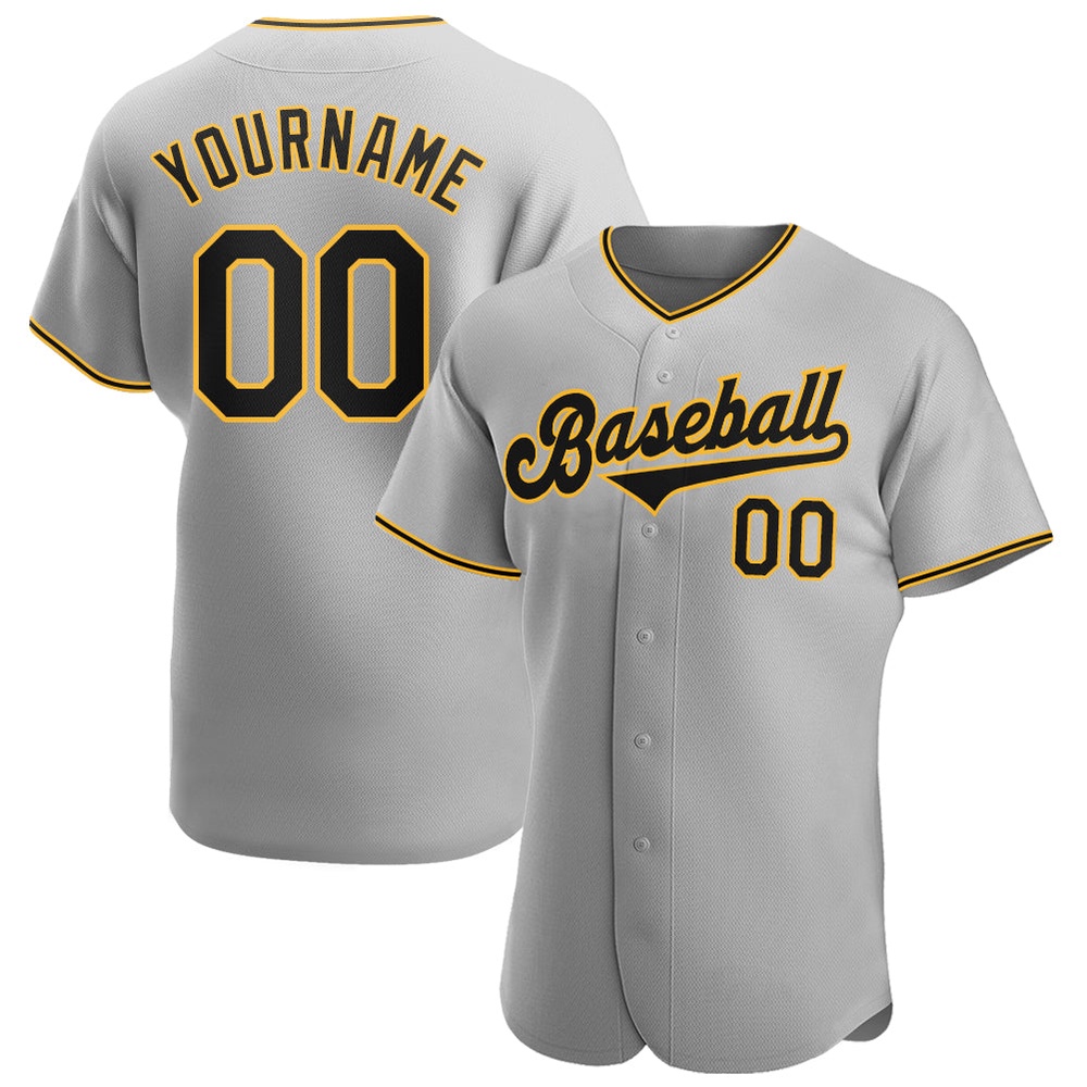 Gray Black-Gold Authentic Baseball Jersey, Custom Baseball Jersey, Personalized Sport Jersey Gray Black-Gold Authentic Baseball Jersey, Custom Baseball Jersey, Personalized Sport Jersey