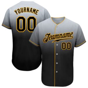Gray Black-Gold Authentic Fade Fashion Baseball Jersey,&hellip;