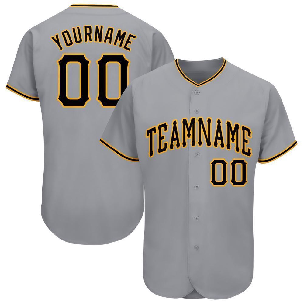 Gray Black-Gold Baseball Jersey, Custom Baseball Jersey, Personalized Sport Jersey Gray Black-Gold Baseball Jersey, Custom Baseball Jersey, Personalized Sport Jersey
