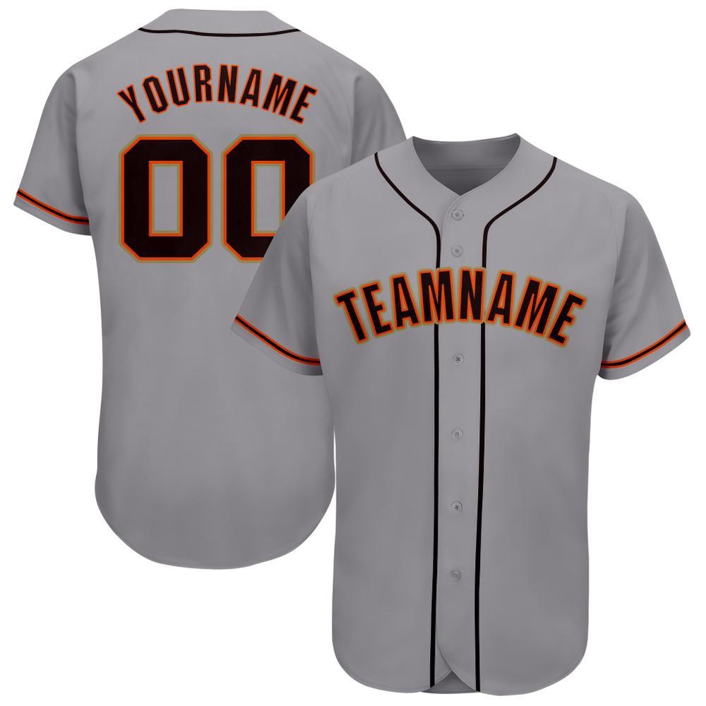 Gray Black-Orange Baseball Jersey, Custom Baseball Jersey, Personalized Sport Jersey Gray Black-Orange Baseball Jersey, Custom Baseball Jersey, Personalized Sport Jersey