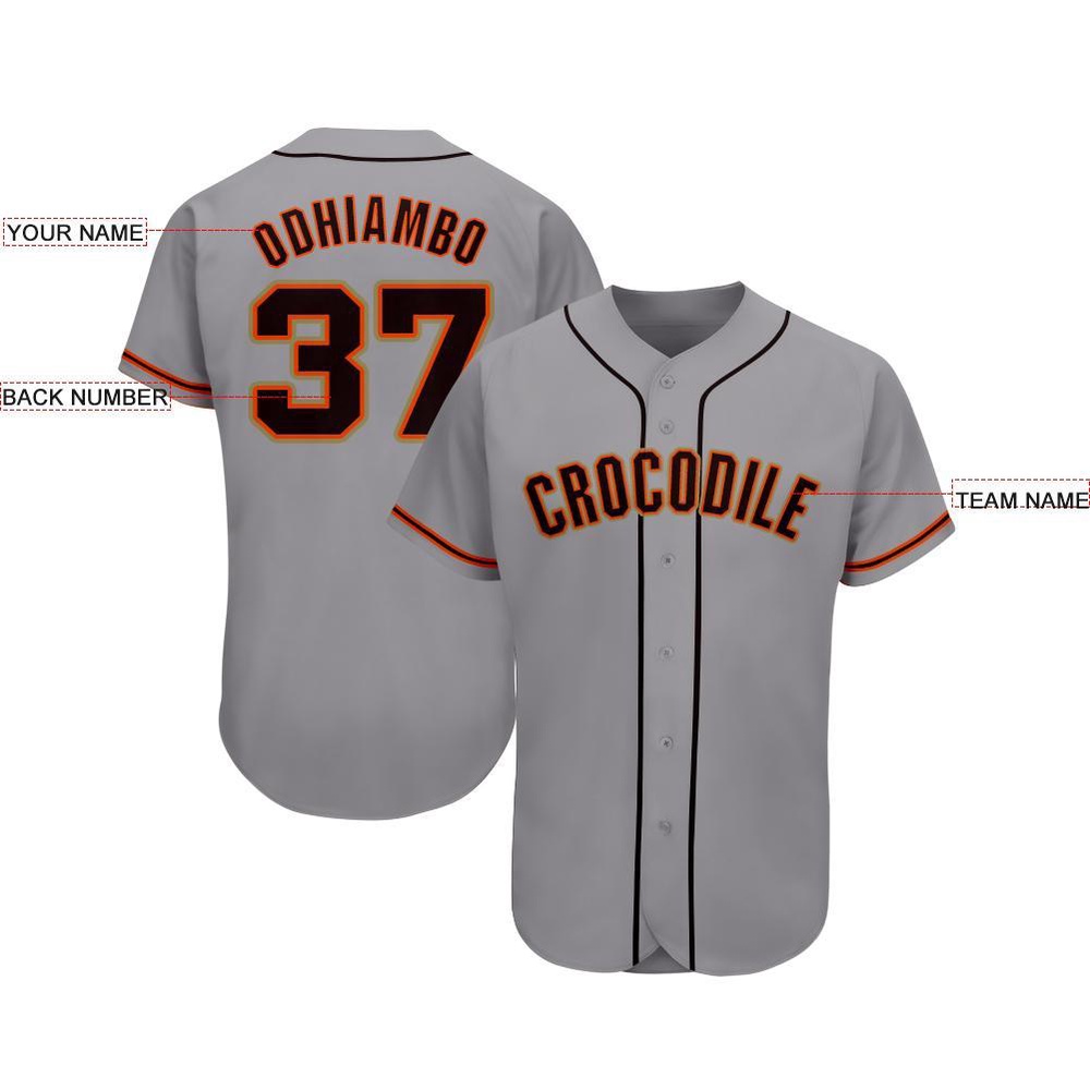 Gray Black-Orange Baseball Jersey, Custom Baseball Jersey, Personalized Sport Jersey Gray Black-Orange Baseball Jersey, Custom Baseball Jersey, Personalized Sport Jersey