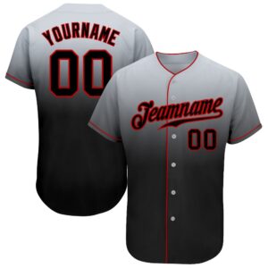 Gray Black-Red Authentic Fade Fashion Baseball Jersey,&hellip;