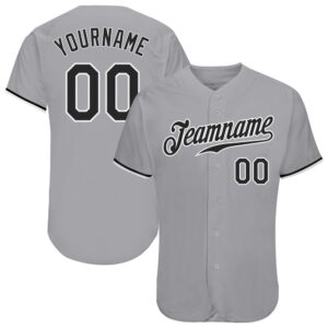 Gray Black-White Authentic Baseball Jersey, Custom Baseball&hellip;