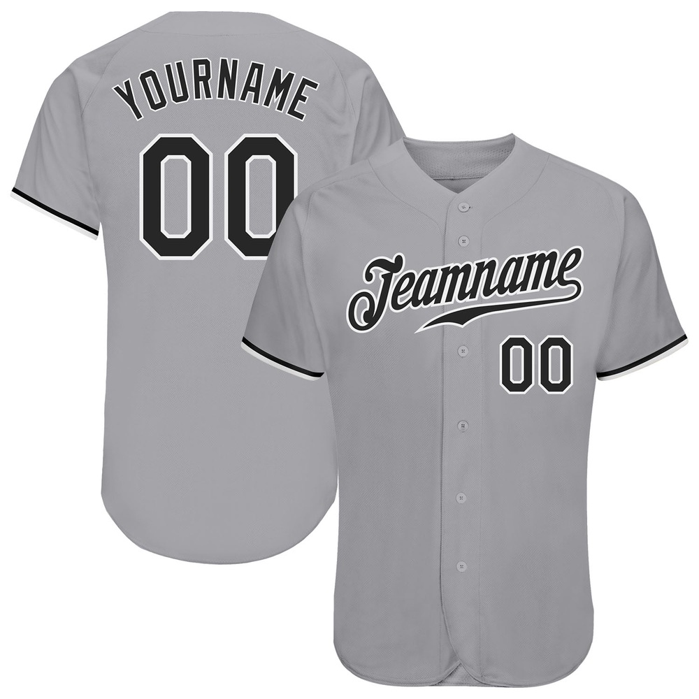 Gray Black-White Authentic Baseball Jersey, Custom Baseball Jersey, Personalized Sport Jersey Gray Black-White Authentic Baseball Jersey, Custom Baseball Jersey, Personalized Sport Jersey